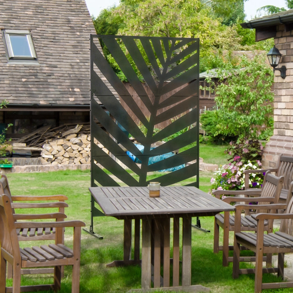 Biombo da esterno con foglie di banana ¨C zephmum ¨C 122x45x198cm nero