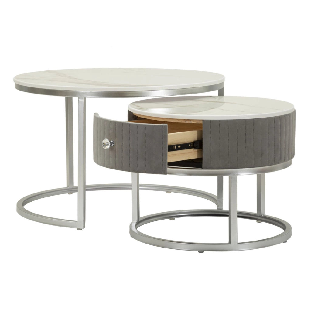 Set di Tavolini VKH796, Grigio, Legno, 70x70x45 cm