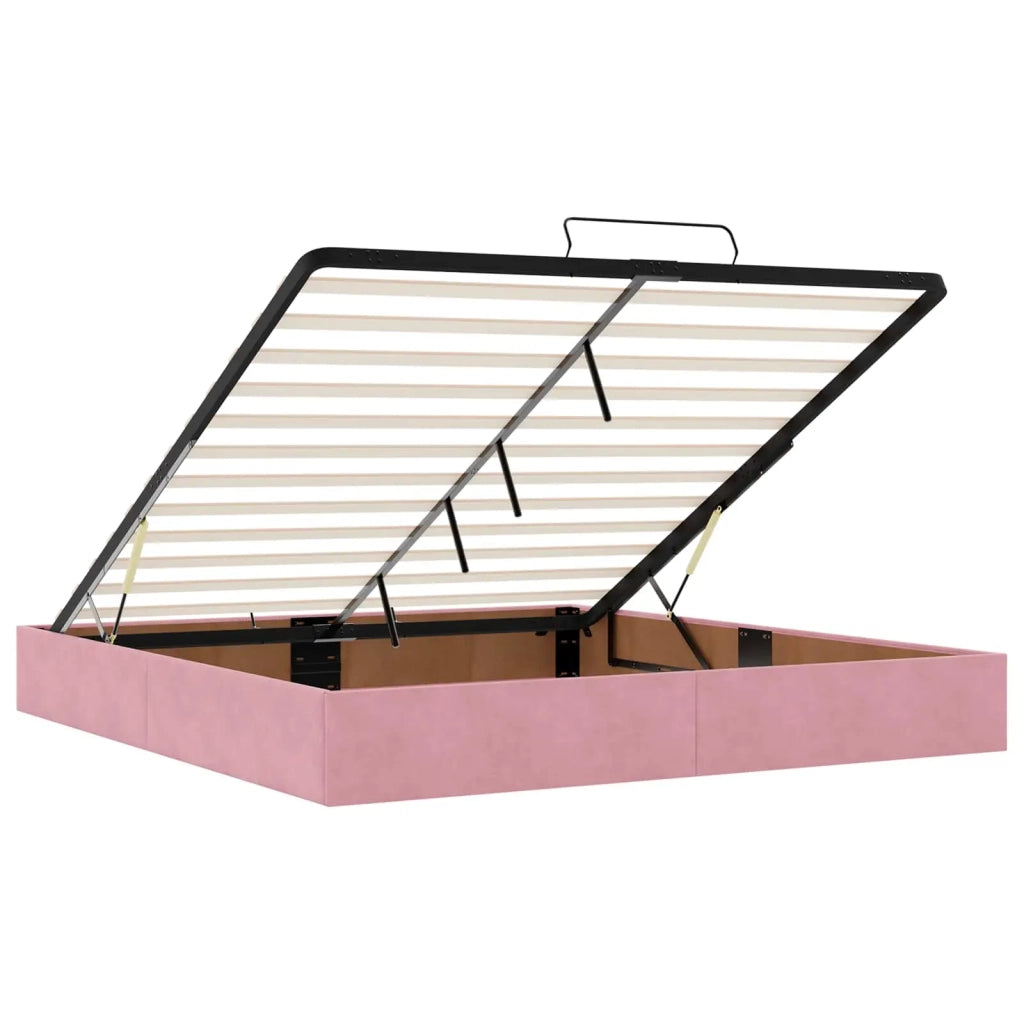 Letto Ottomano con Materasso e LED Rosa 200 x 200 cm Velluto 3458258