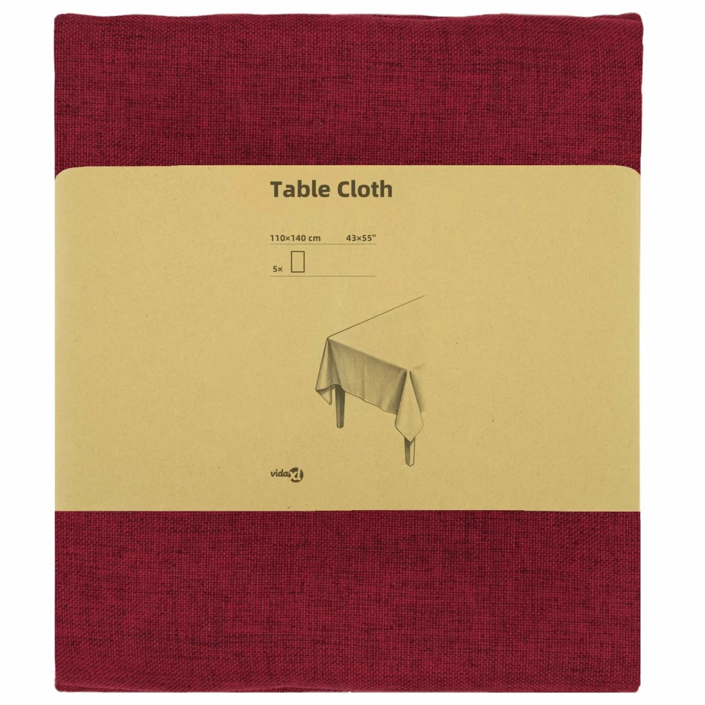 Tovaglia da Tavolo 5 pz Rettangolare Rosso Vino 110 x 140 cm 42040309