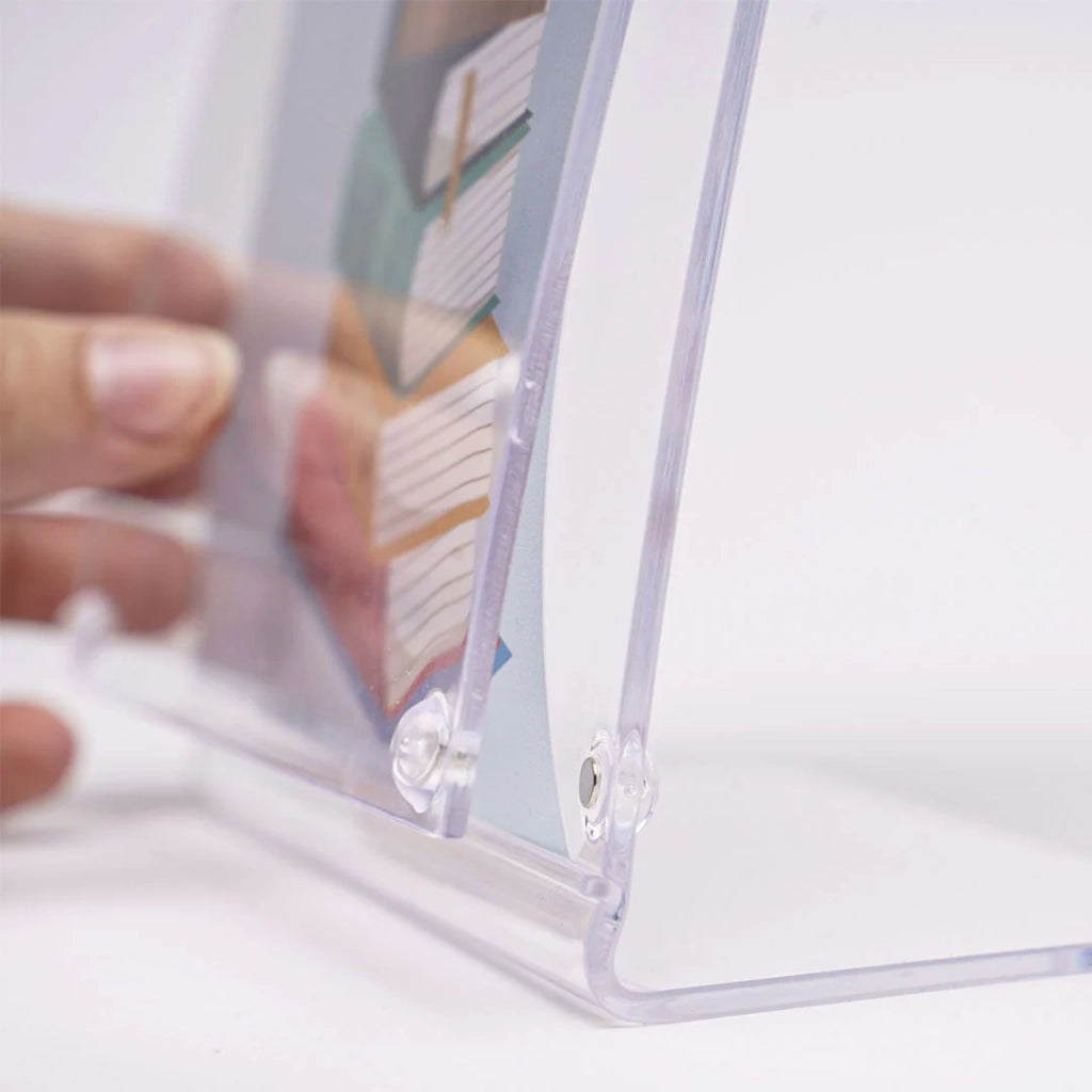 Porta avvisi da banco magnetico in Plexi profilo curvo Monofacciale - A5 Verticale