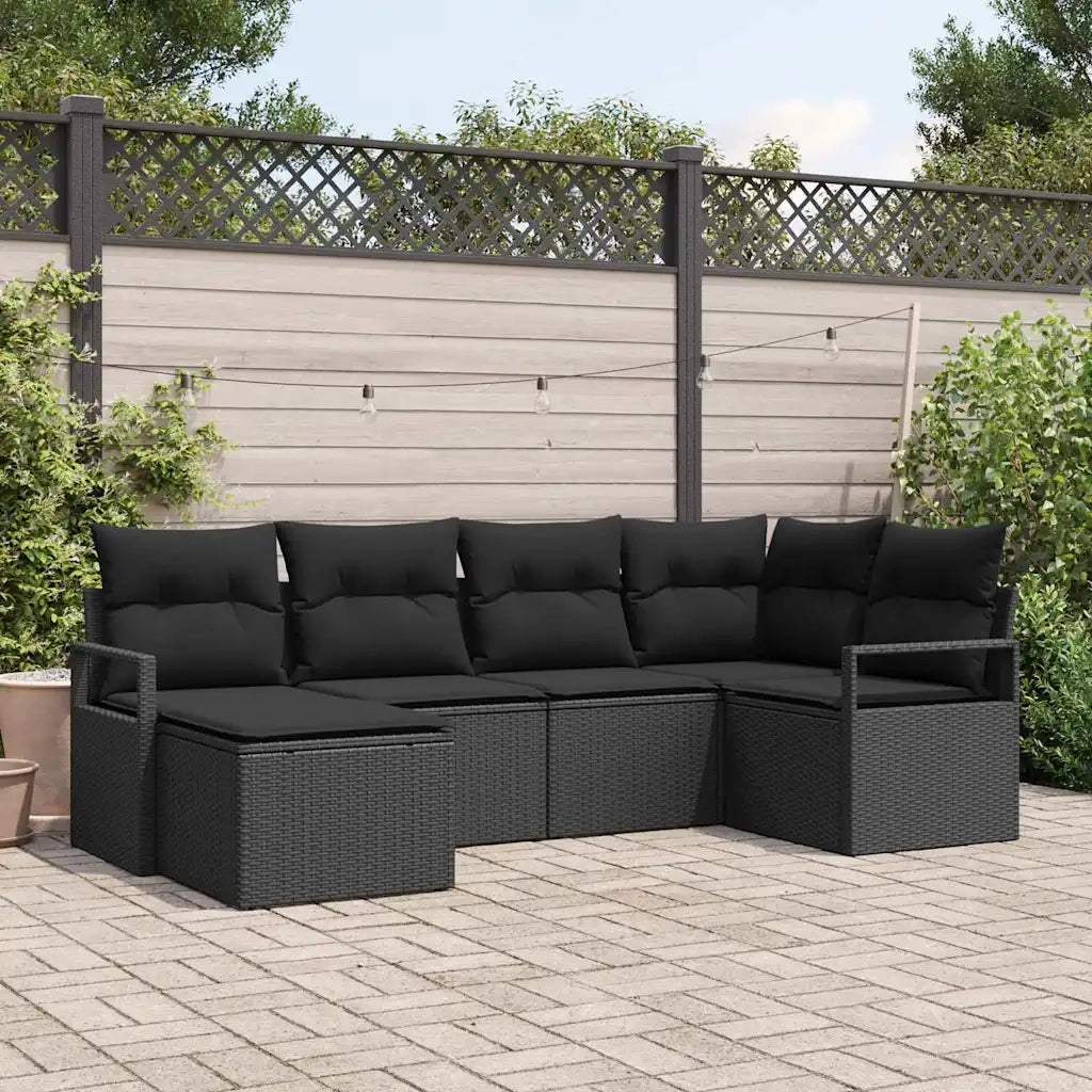 Set di divani con cuscino 6 pcs Nero polyrattan 3355122