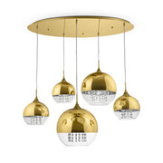 Lampadario Maytoni Fermi 5 luci vetro cristalli ottone