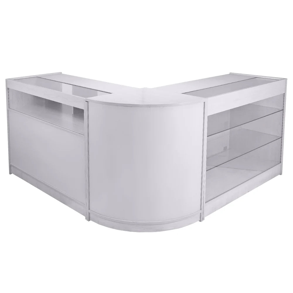 Set Taurus con 3 Banconi da Negozio e Reception Bianco Brillante Elegante Solidi