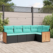 Set Divani da Giardino 5 pz con Cuscini Nero in Polyrattan 3227625