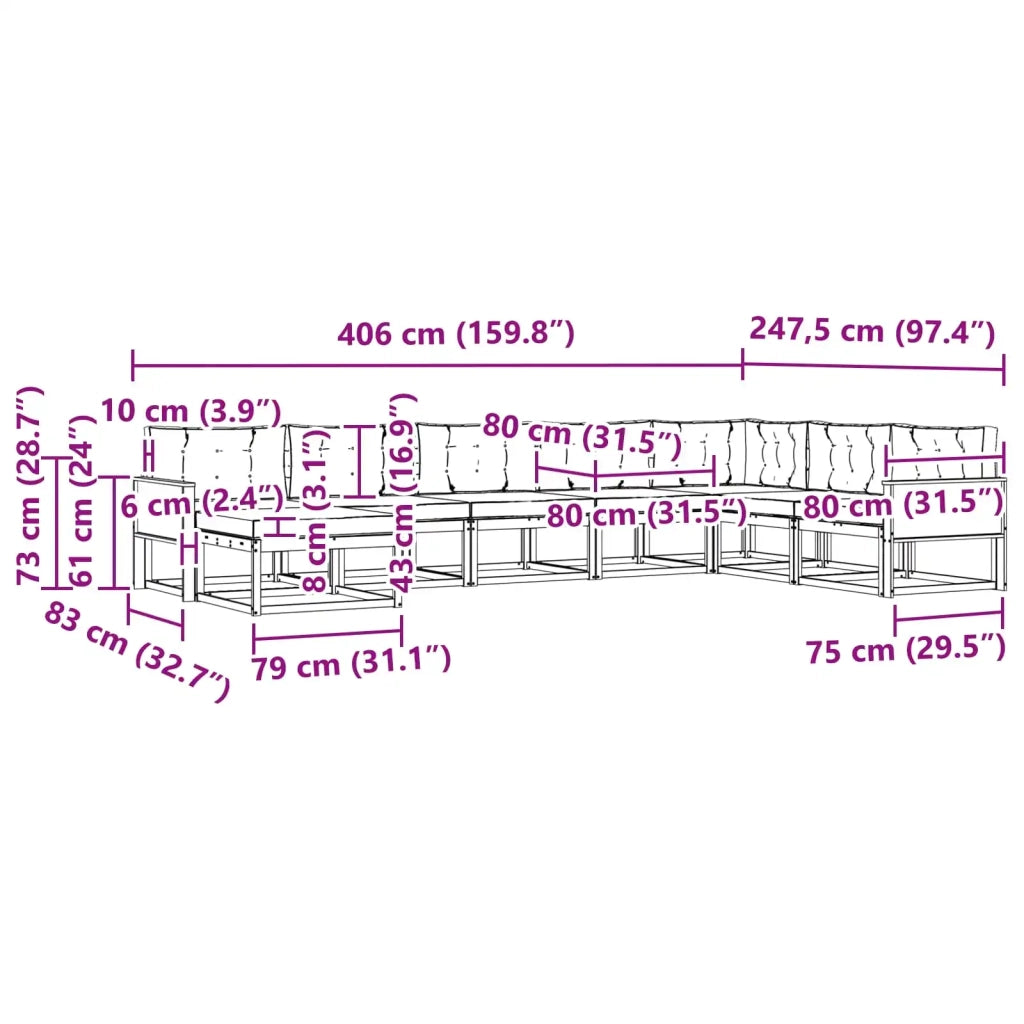 Set di divani da esterno con cuscino 8 pcs Naturale e Antracite 3382800