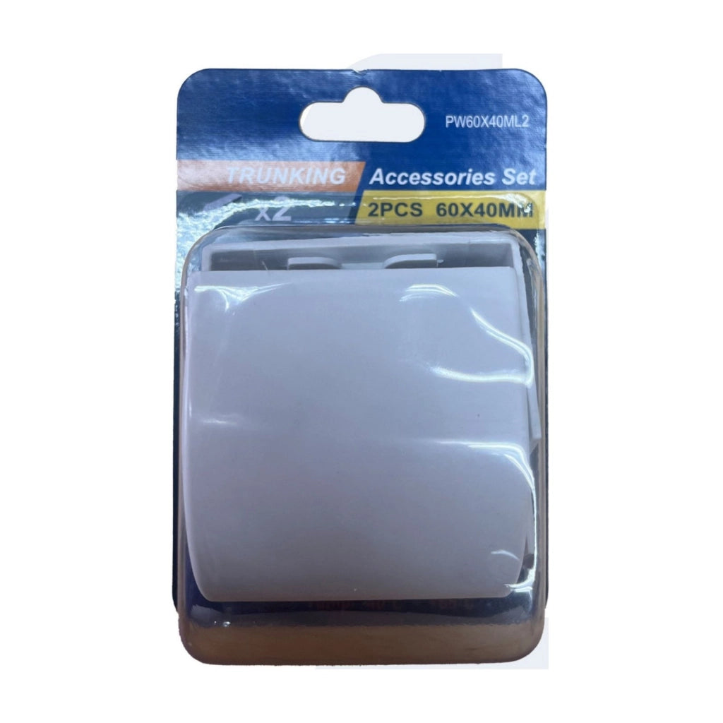 2 Pezzi Connettore Angolare Per Canaline Passacavi 60X40mm, Angolo Interno Con Curva, Colore Bianco