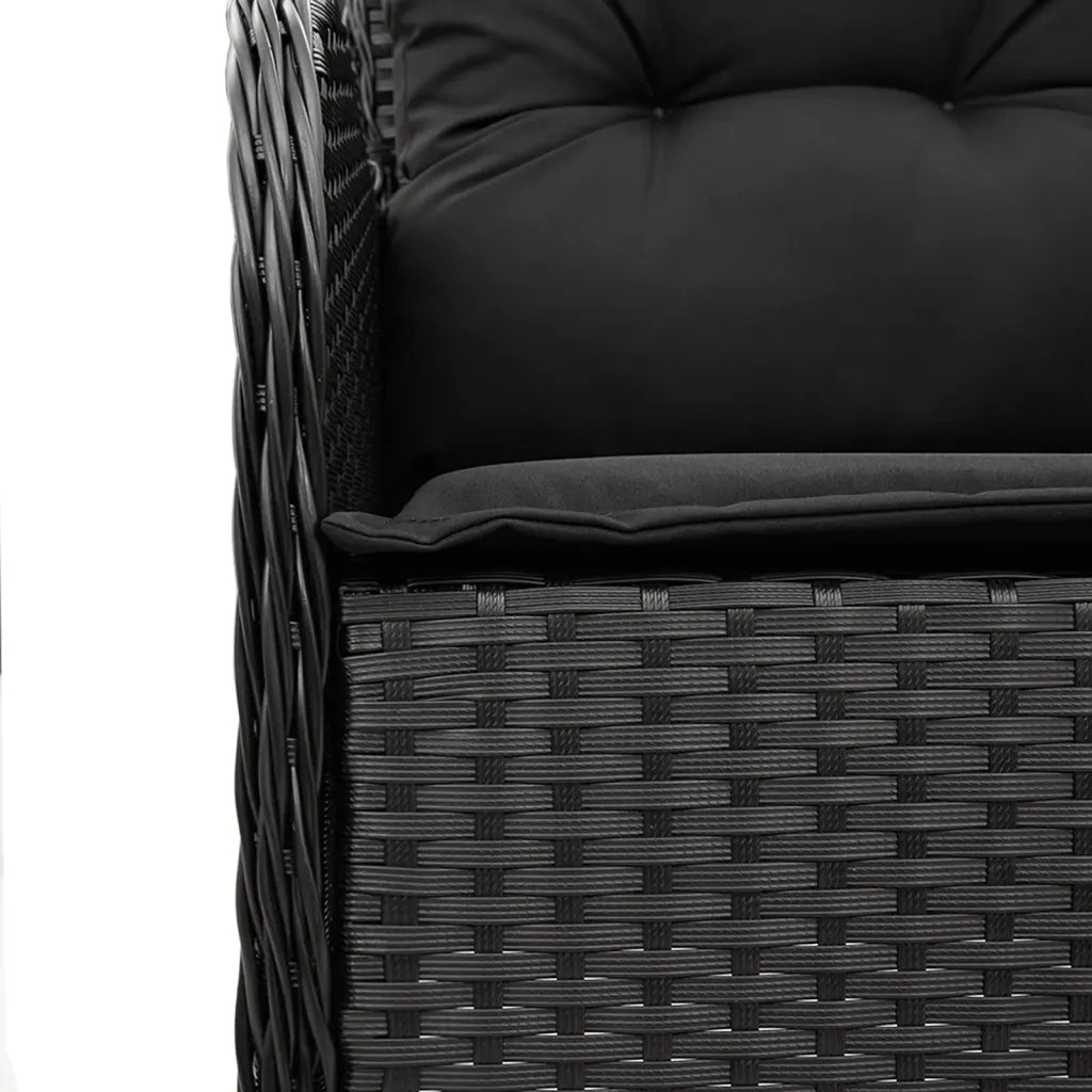 Set da Pranzo da Giardino 5 pz Nero con Cuscini in Polyrattan 3211850