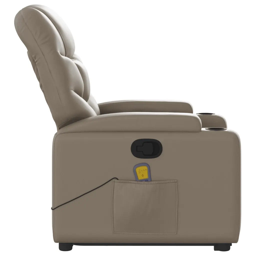 Poltrona | Sedia Relax Alzapersone Massaggi Reclinabile Cappuccino Similpelle