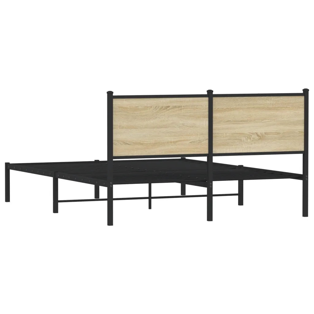 Letto matrimoniale | Letto per adulti | Giroletto senza Materaso in Metallo Rovere Sonoma 140x200 cm