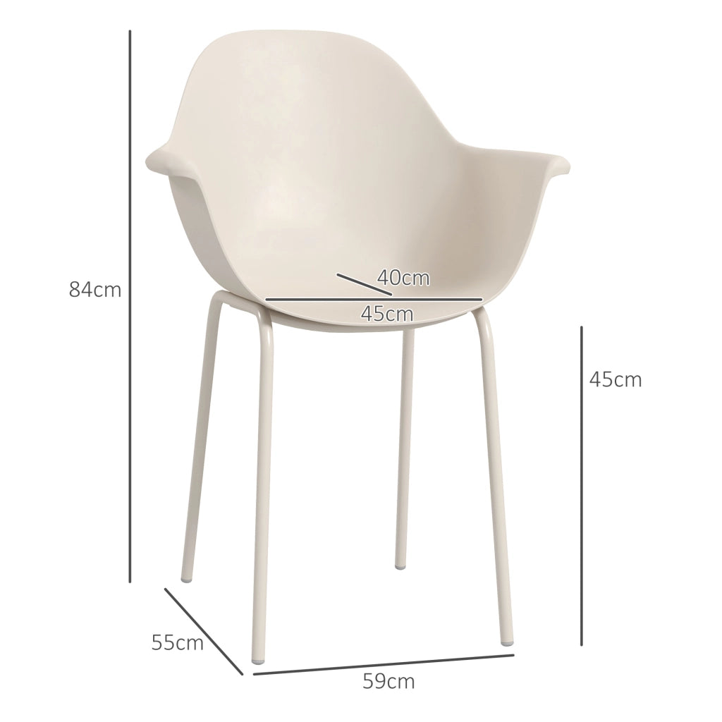 Set Sedie da Giardino con 4 Sedie; Impilabili con Schienale e Braccioli; per Terrazza e Balcone; Acciaio; Grigio