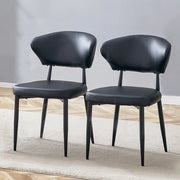 Sedie da pranzo moderne in pelle PU con schienale ergonomico e gambe in metallo nero set di 2 73 × 65,5 × 48 cm
