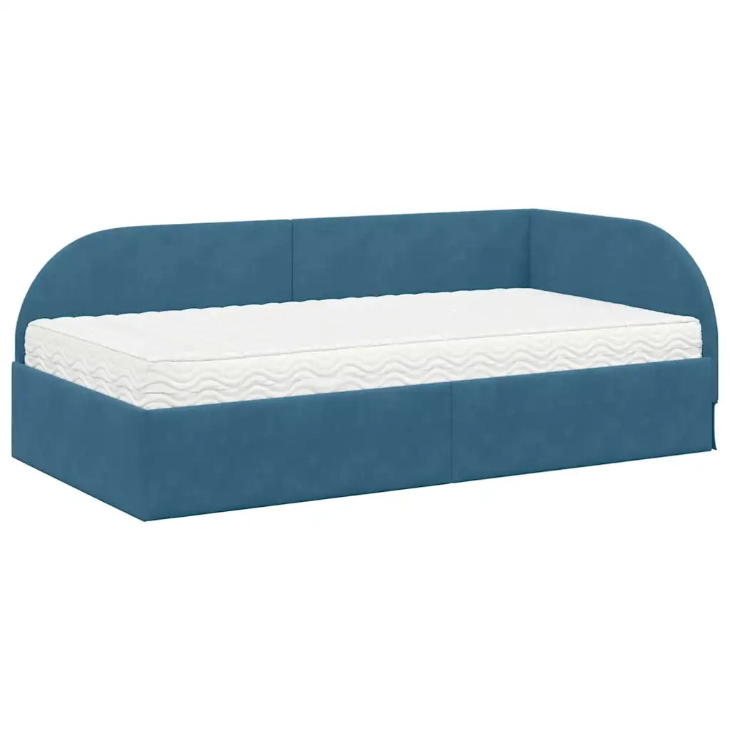 Struttura Letto Angolare con Materasso 2 pcs Blu Velluto 3394193
