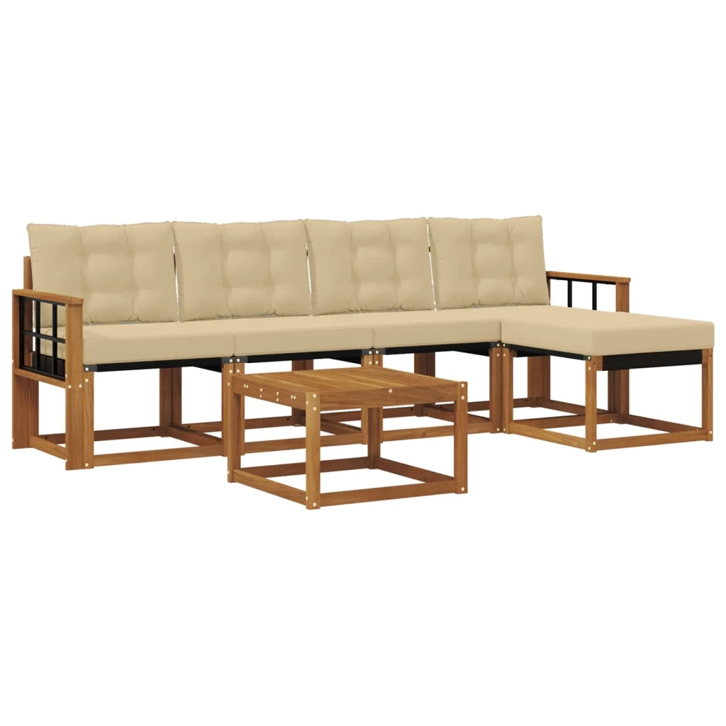 Set di divani da esterno con cuscino 6 pcs Naturale e Beige 3368600