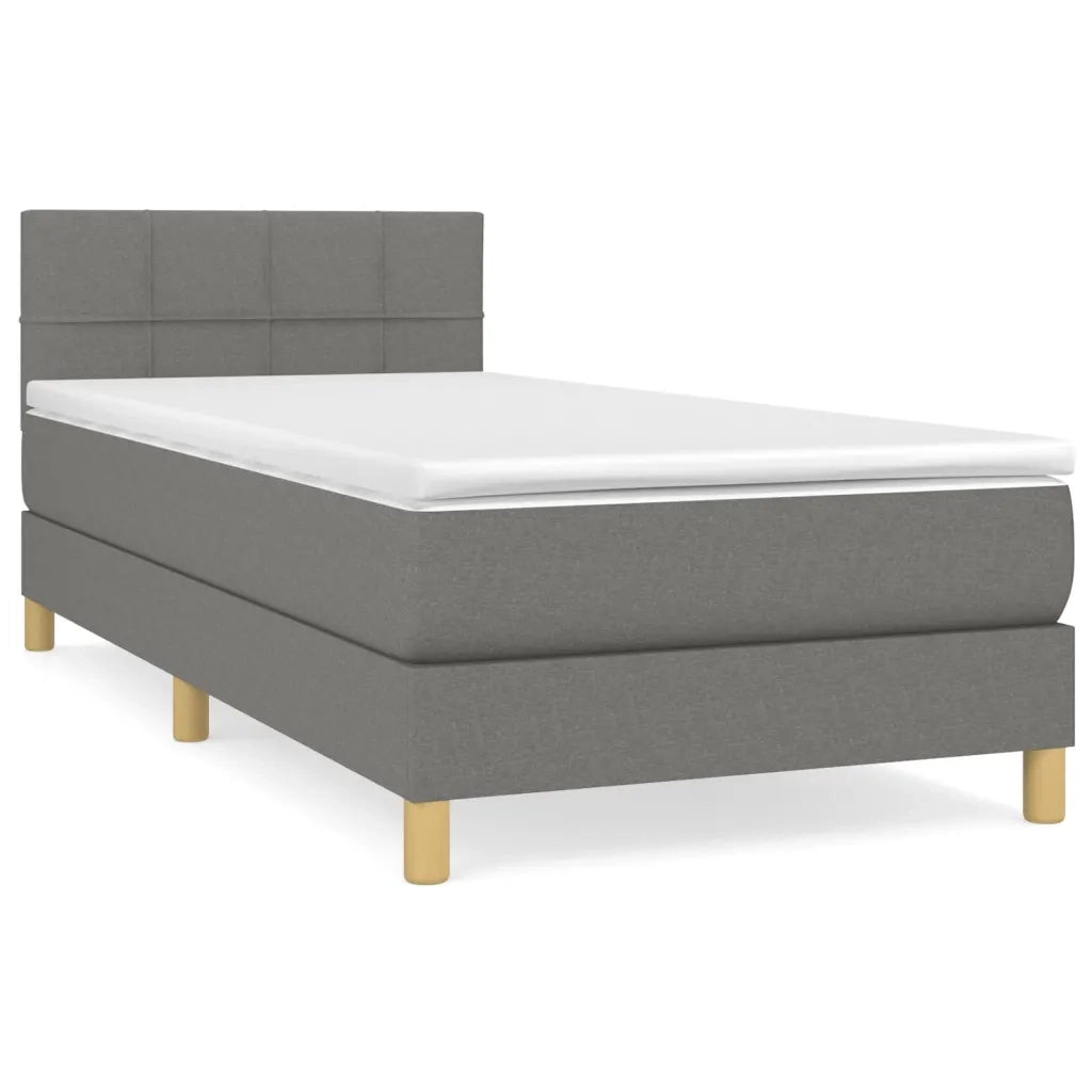 Giroletto a Molle con Materasso-Struttura Letto Grigio Scuro 100x200 cm Tessuto 837122