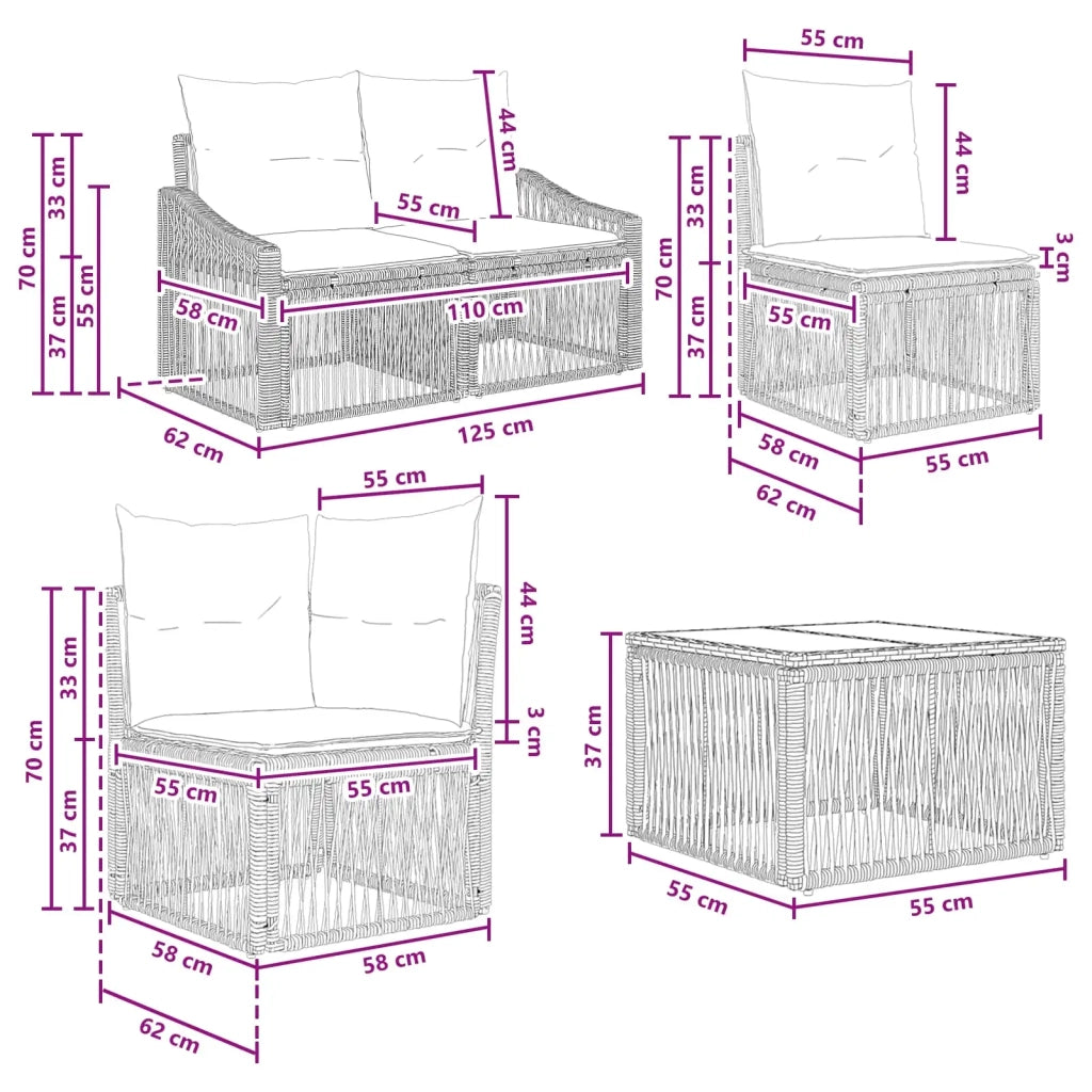 Set Divano da Giardino 12 pcs Grigio polyrattan 3436148