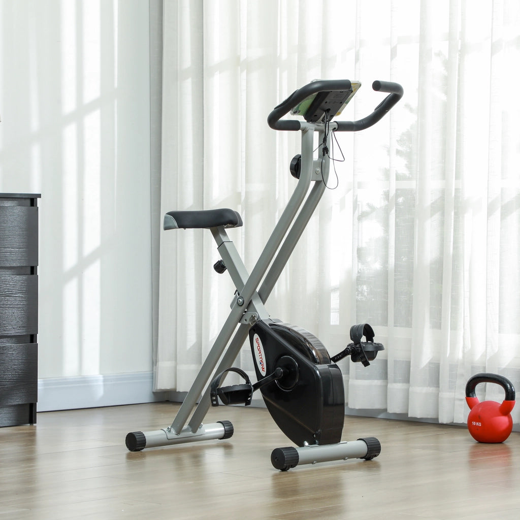 Cyclette Pieghevole Magnetica con Display LCD ¨C Minimal ¨C Grigio e Nero