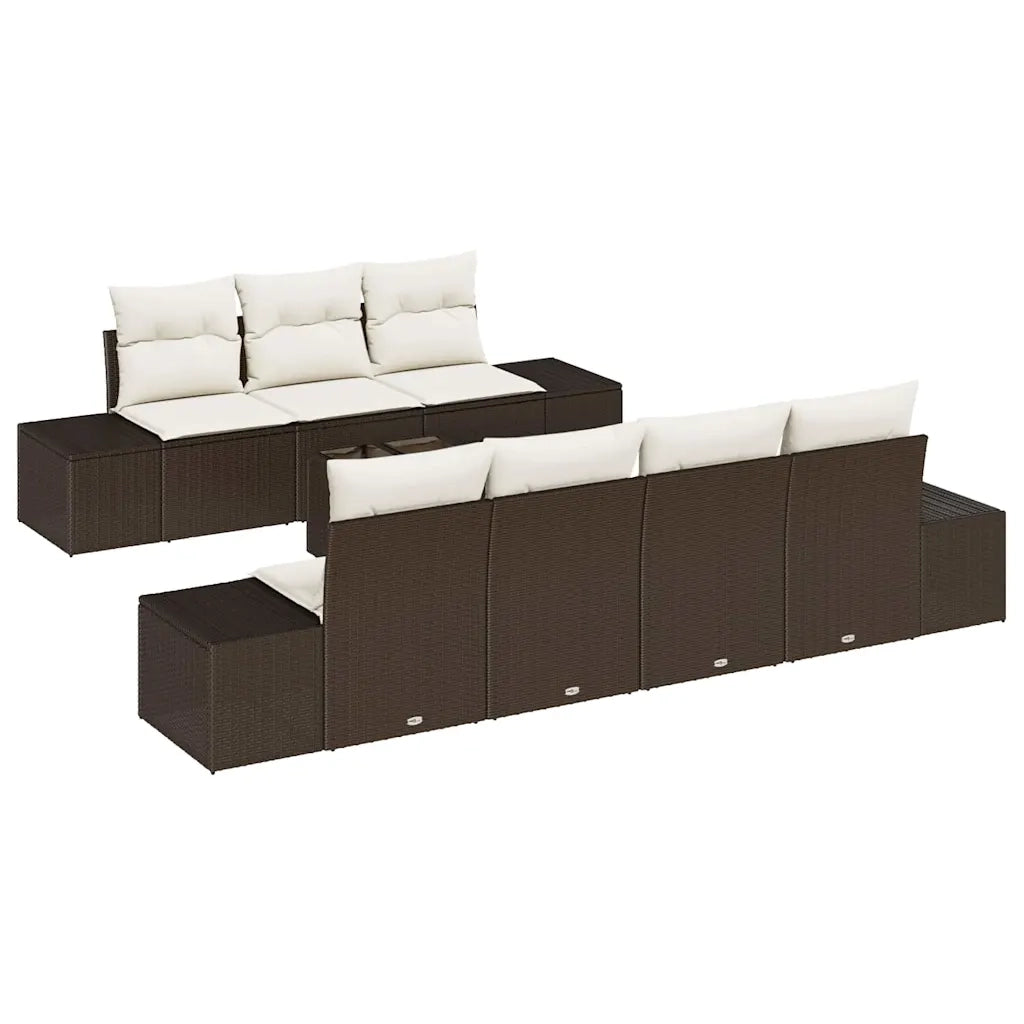 Set Divano da Giardino con cuscino 8 pcs Marrone polyrattan 3346968