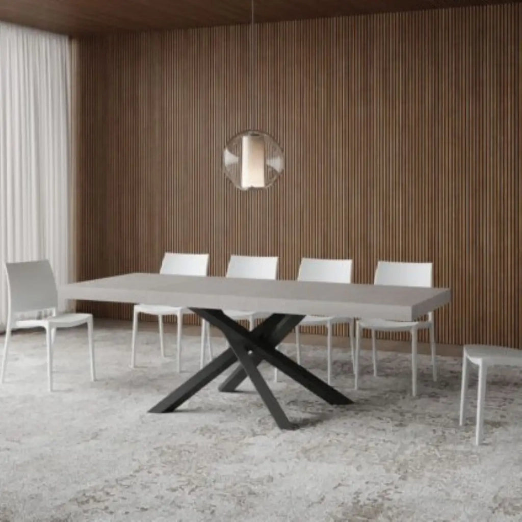 Tavolo allungabile 120/380x90 cm Volantis Premium cashmere gambe antracite