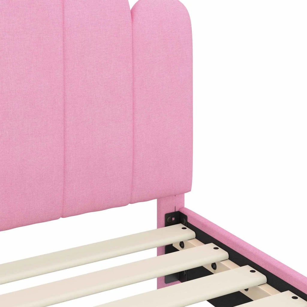 Struttura letto Bambini | Letto Infantile | Lettino con testata Rosa 90 x 190 cm Tessuto