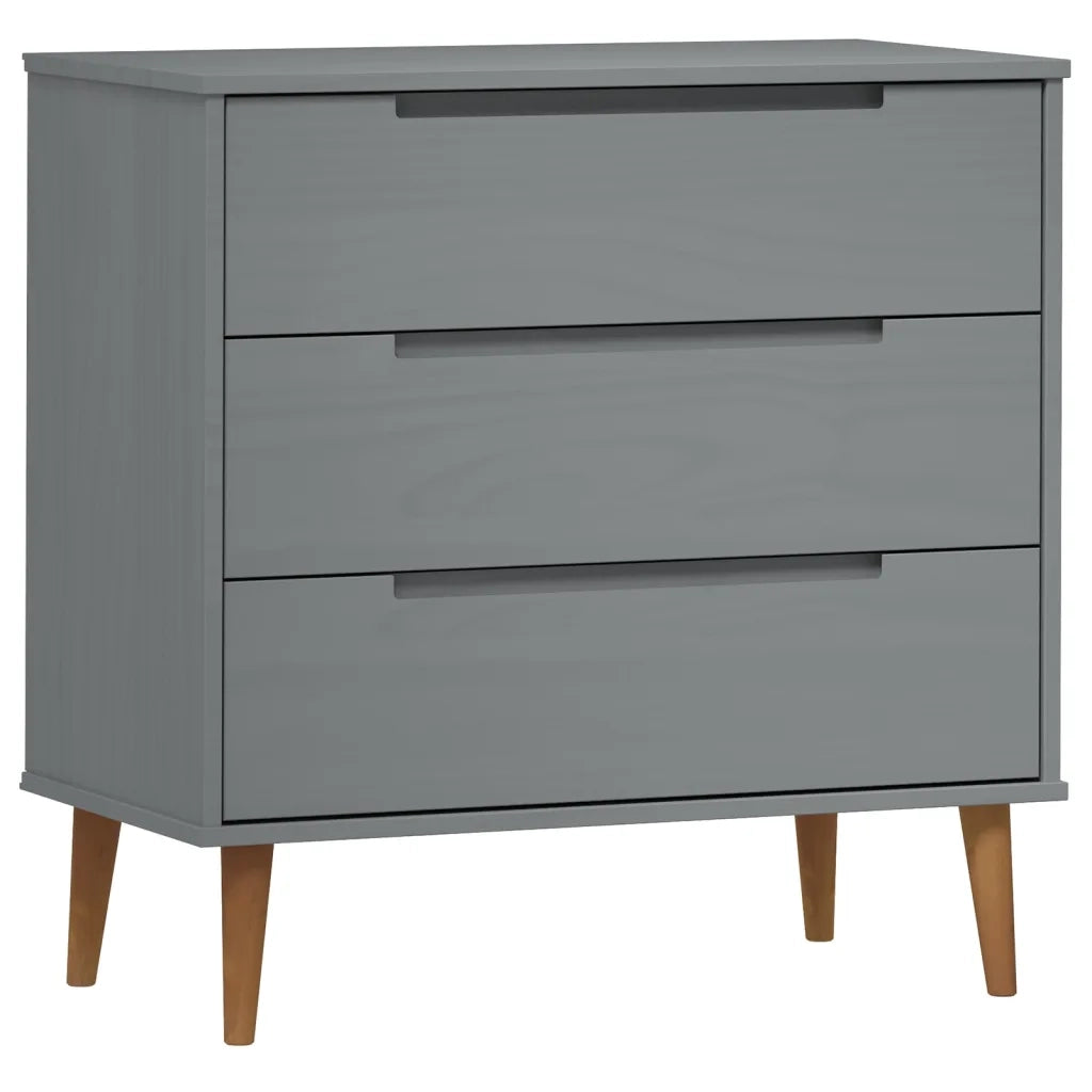 Cassettiera MOLDE Grigia 80x40x80 cm in Legno Massello di Pino CFW6593699