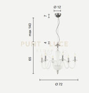 LAMPADARIO DEBUSSY 6 LUCI BORGOGNA E ORO ATTACCO E14 D.72CM