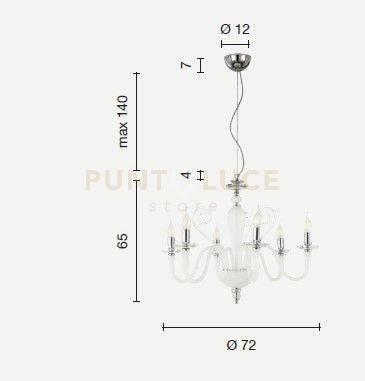 LAMPADARIO DEBUSSY 6 LUCI BORGOGNA E ORO ATTACCO E14 D.72CM