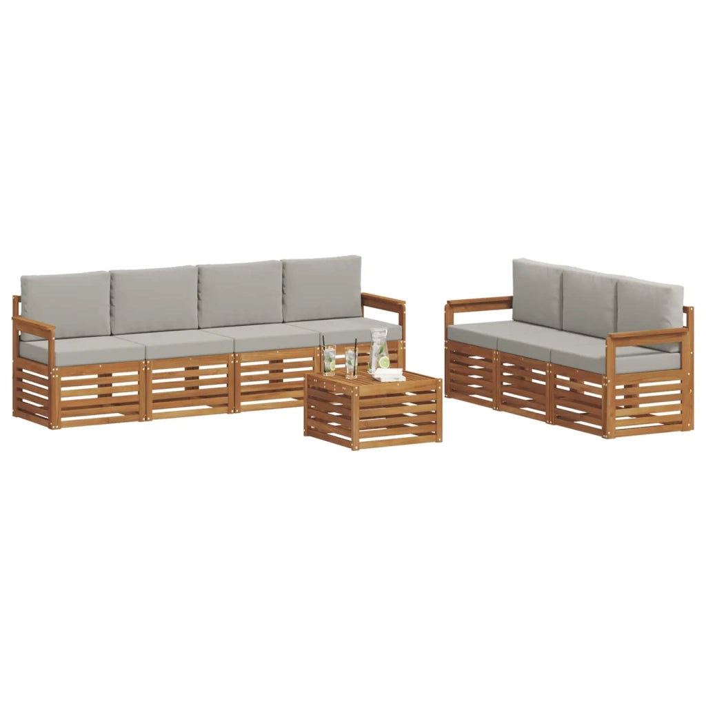Set divani con cuscino 8 pcs Grigio Naturale e Chiaro 3374476