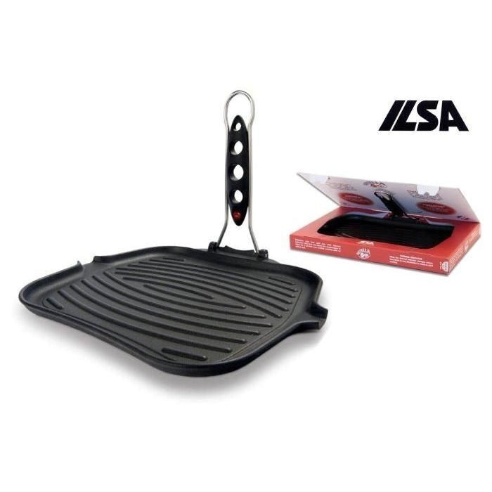 Ilsa 0235025 Dietella Go Bistecchiera Quadrata in Ghisa Smaltata con Indicatore Termico 25x25 cm colore Nero