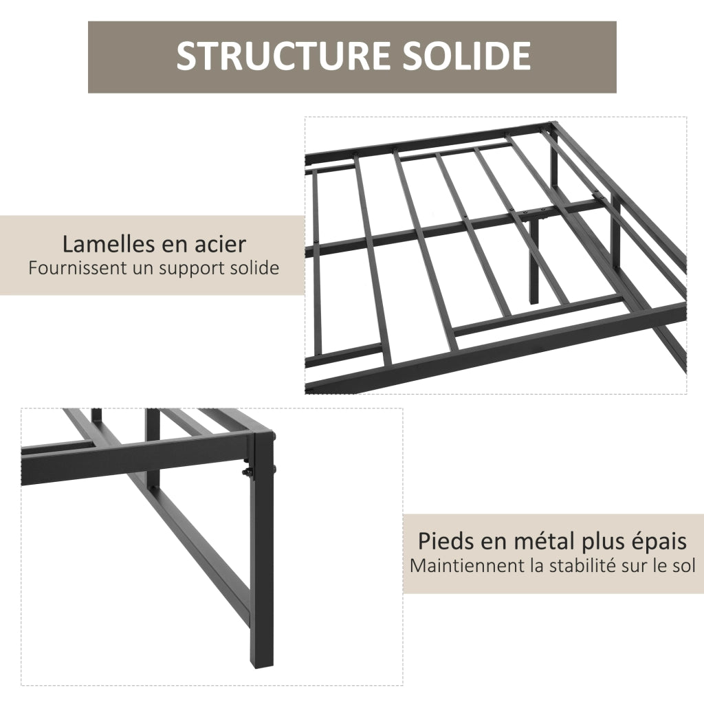 Letto Matrimoniale Contenitore con Rete a Doghe ¨C Minimal ¨C Nero Acciaio 140x190