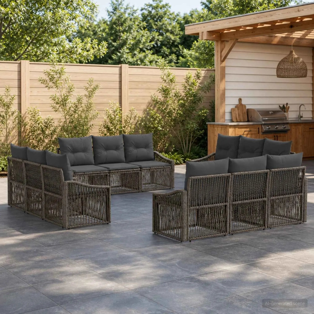 Set Divano da Giardino 12 pz Grigio polyrattan 3435956