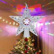 Proiettore di Natale a forma di stella - proiezione 3D di scintille dinamica - stella a 5 punte con buco centrale - luci LED rotanti integrate - punta stella indeformabile