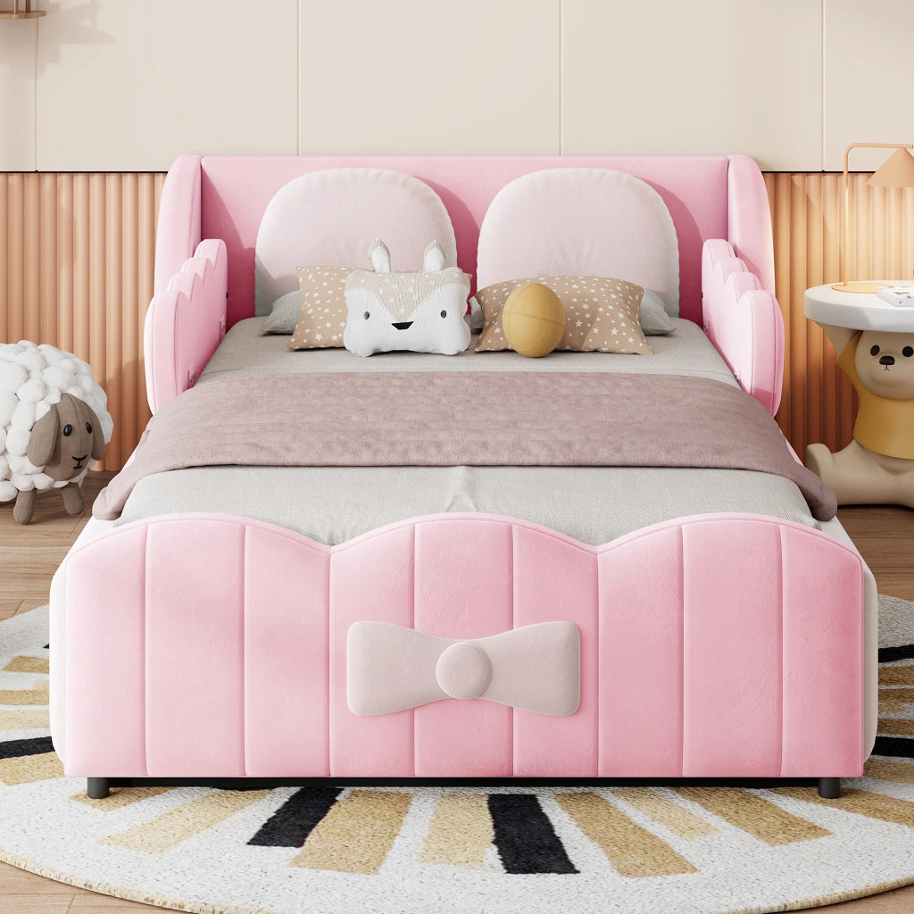 letto per bambini velluto rosa 90 x 200 cm