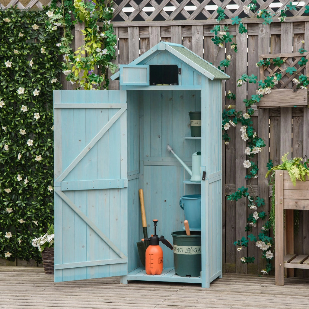 Armadio da giardino esterno ¨C Xylo ¨C legno massello sapin trattato blu 77x54x179cm