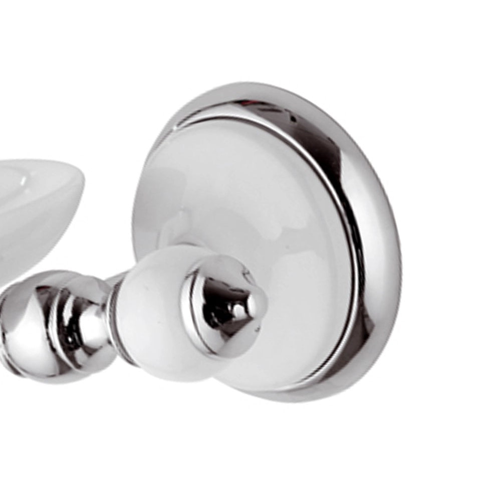 Portasapone con inserti in ceramica bianca e piattino vetro opaco - serie epoca