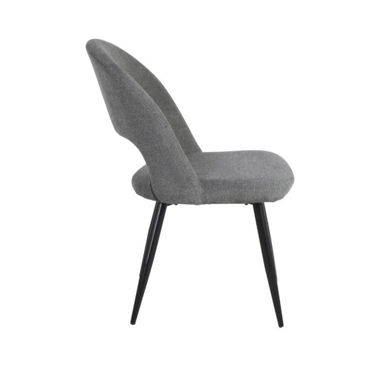 Sedia Lunetta imbottita in tessuto grigio con gambe nere set 2 pezzi