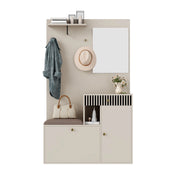 Mobile da Ingresso con 1 Anta; 1 Cassetto; Ripiani Regolabili; Specchio e Seduta Imbottita in MDF 110 x 37 x 185.5 cm