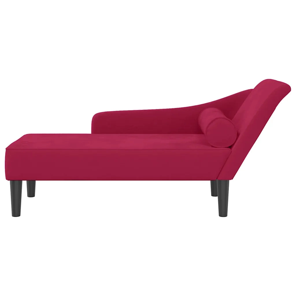 Chaise Lounge con Cuscini Rosso Vino in Velluto 4007592