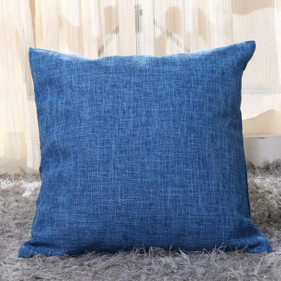 Set di cuscini in lino spessi - 2 pezzi - 45x45cm cuscini in lino quadrati - Copertura per cuscini all'aperto - Decorazione per la casa - Con cerniera invisibile - Adatto per divano letto, ufficio - Blu