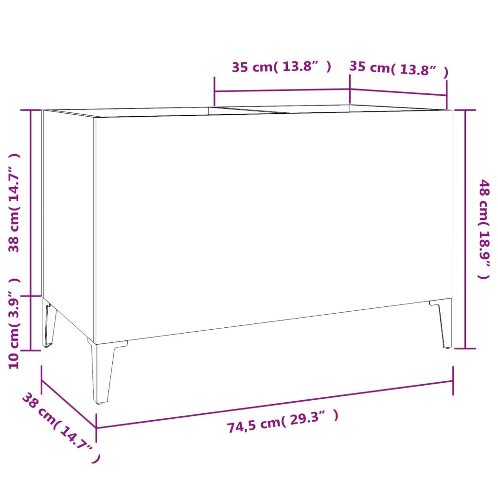 Mobile Porta Dischi Grigio Cemento 74,5x38x48 Legno Multistrato 831969