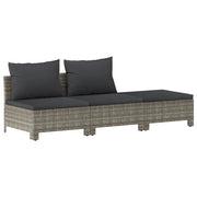Set da giardino 3 pz | Set Salotto da Giardino con cuscini grigio in polyrattan
