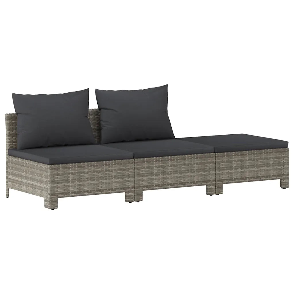 Set da giardino 3 pz | Set Salotto da Giardino con cuscini grigio in polyrattan