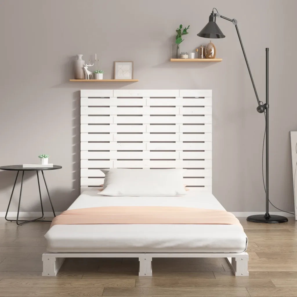 Testiera | Testata da Parete Bianca 126x3x91,5 cm Legno Massello di Pino