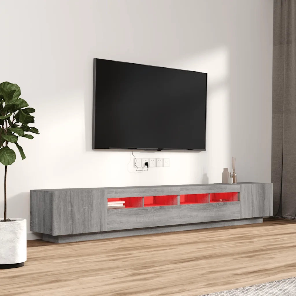 Set Mobili TV 3 pz con Luci LED-Set di 3 Credenza per TV Grigio Sonoma Legno Multistrato 158325