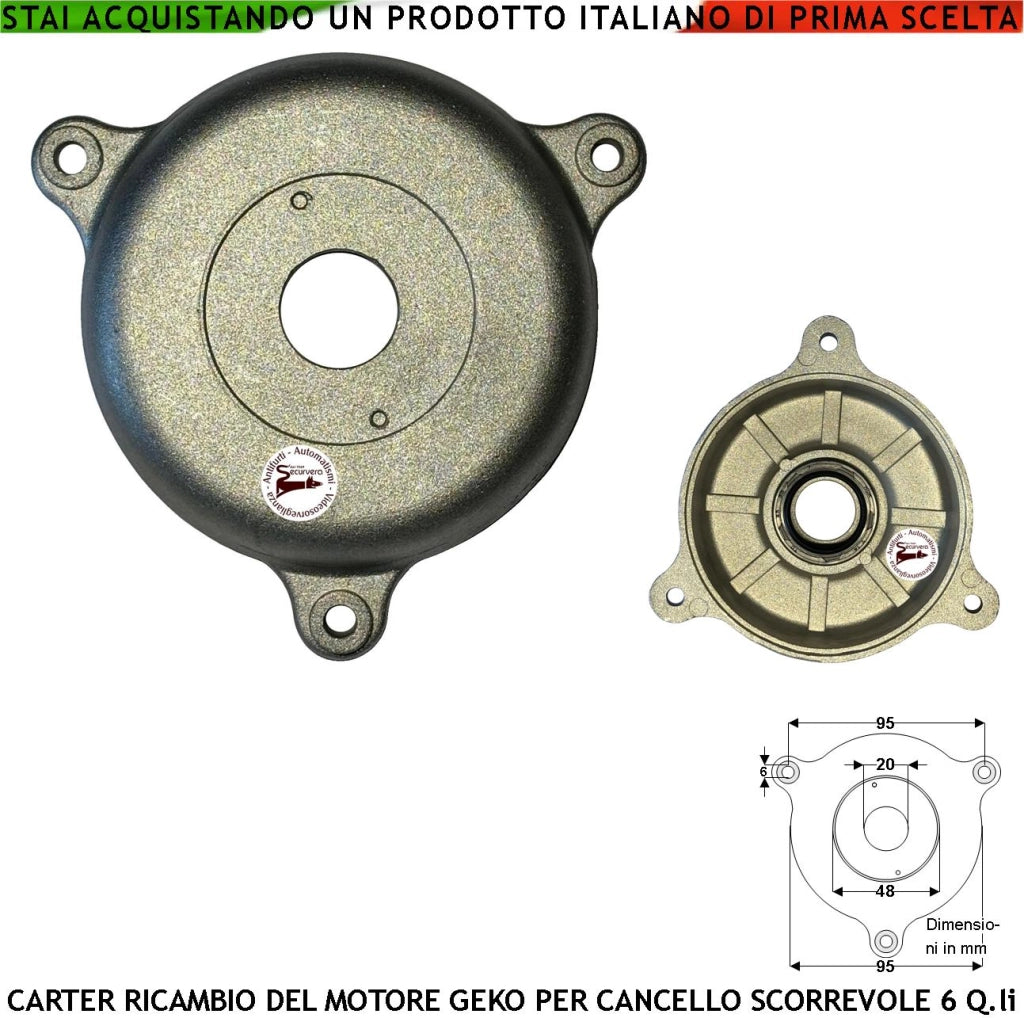 Coperchio Motore Geko Con Cuscinetto e Para olio Per la Tenuta Del Rotore Ricambio Motore Elettrico Cancello Scorrevole Costruito in Fusione di Alluminio Con Invito e 3 Fori di Fissaggio Equidistanti