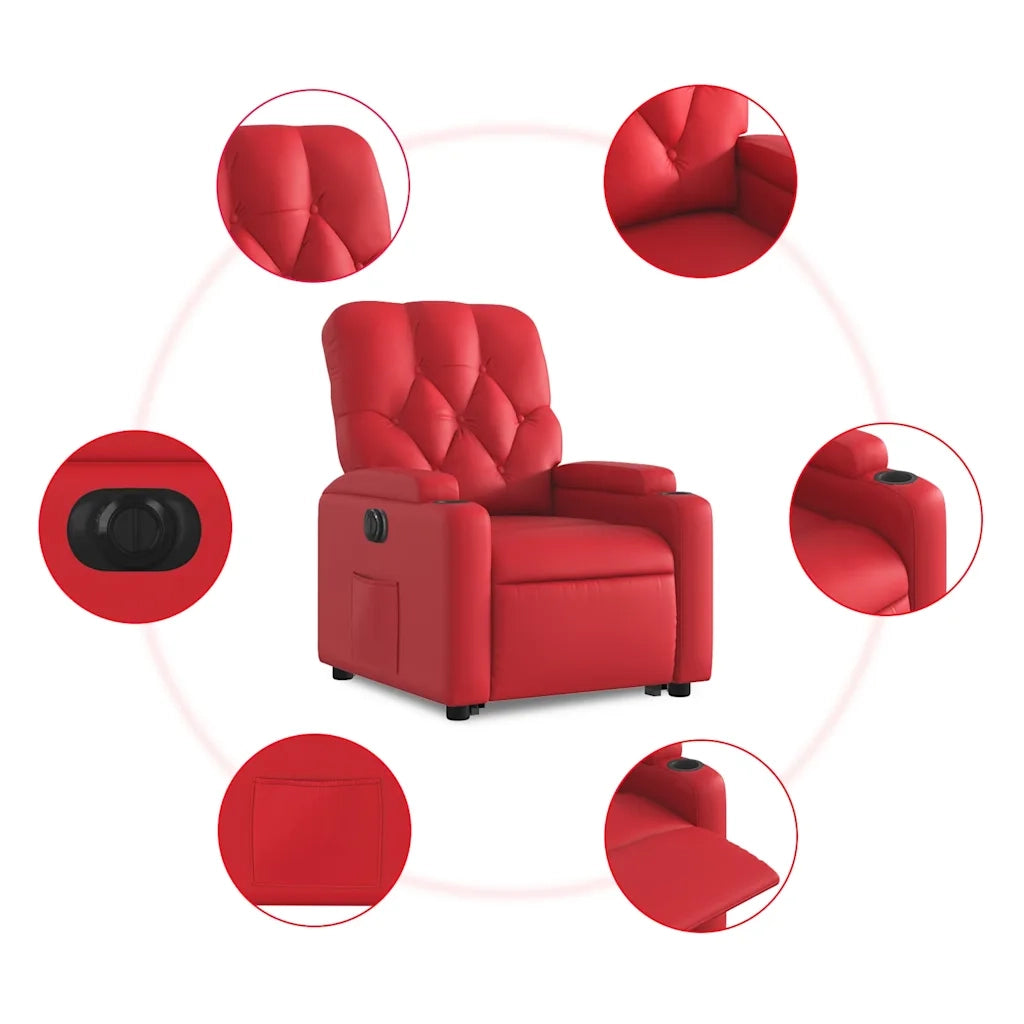 Poltrona Alzapersona Reclinabile Elettrica Rossa in Similpelle 3204791