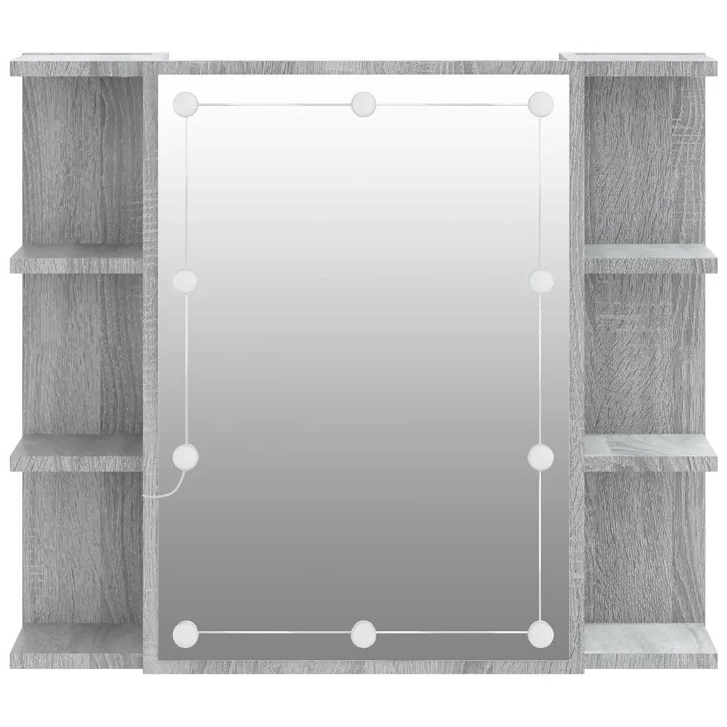Mobile a Specchio con LED Grigio Sonoma 70x16,5x60 cm 820452