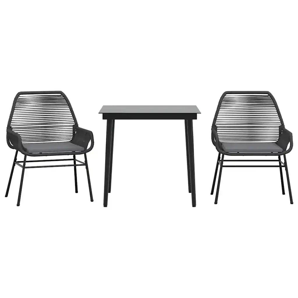 Set da Pranzo da Giardino 3 pz con Cuscini Polyrattan Vetro 3334464