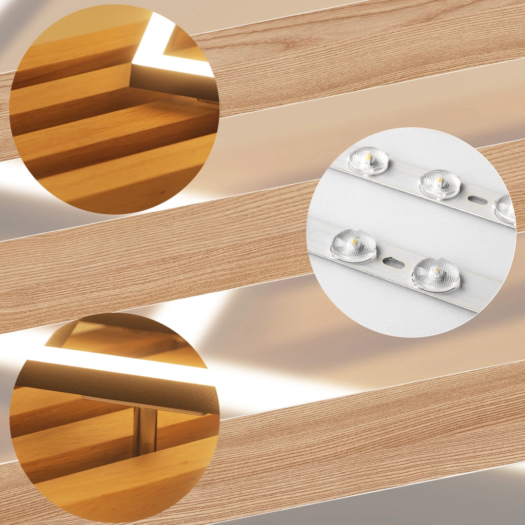 ZMH Lampada da soffitto LED in legno dimmerabile 55 cm 36W design geometrico quadrato con telecomando per camera letto