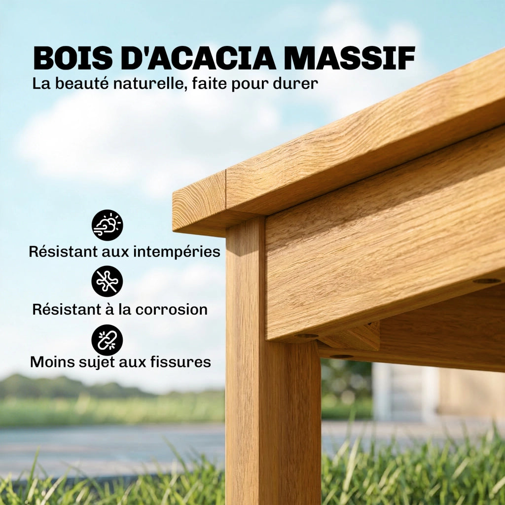 Tavolino da Giardino Quadrato in Legno di Acacia Massello ¨C zephmum ¨C 48x48x46cm Naturale